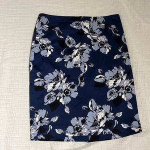 The Limited-Navy Blue Flowered Pencil Skirt